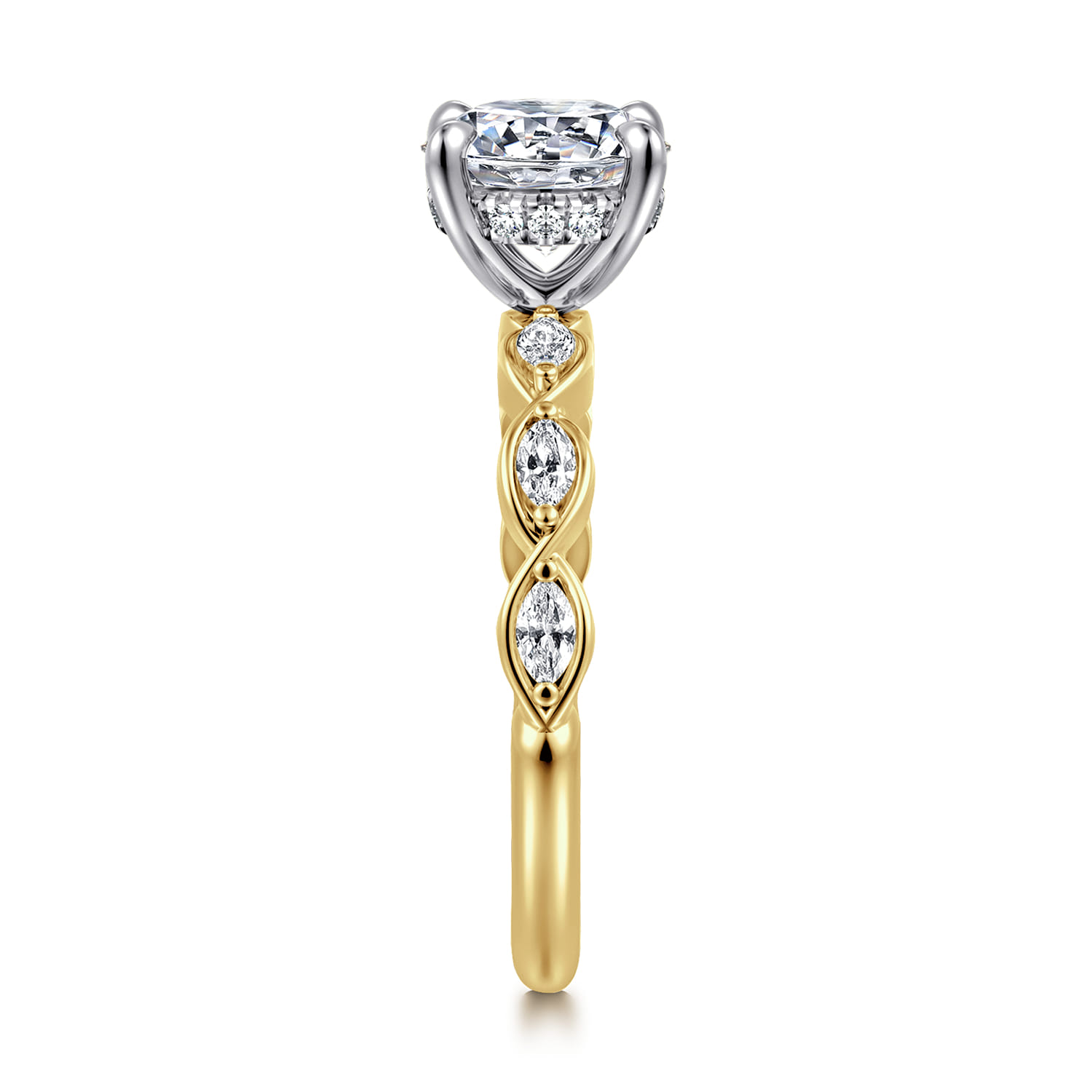 Claudia - 14K White-Yellow Gold Round Diamond Engagement Ring - 0.3 ct - Shot 4