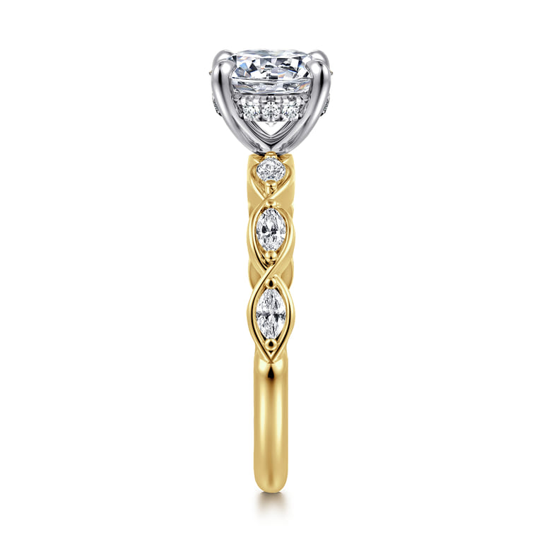 Claudia - 14K White-Yellow Gold Round Diamond Engagement Ring - 0.3 ct - Shot 4