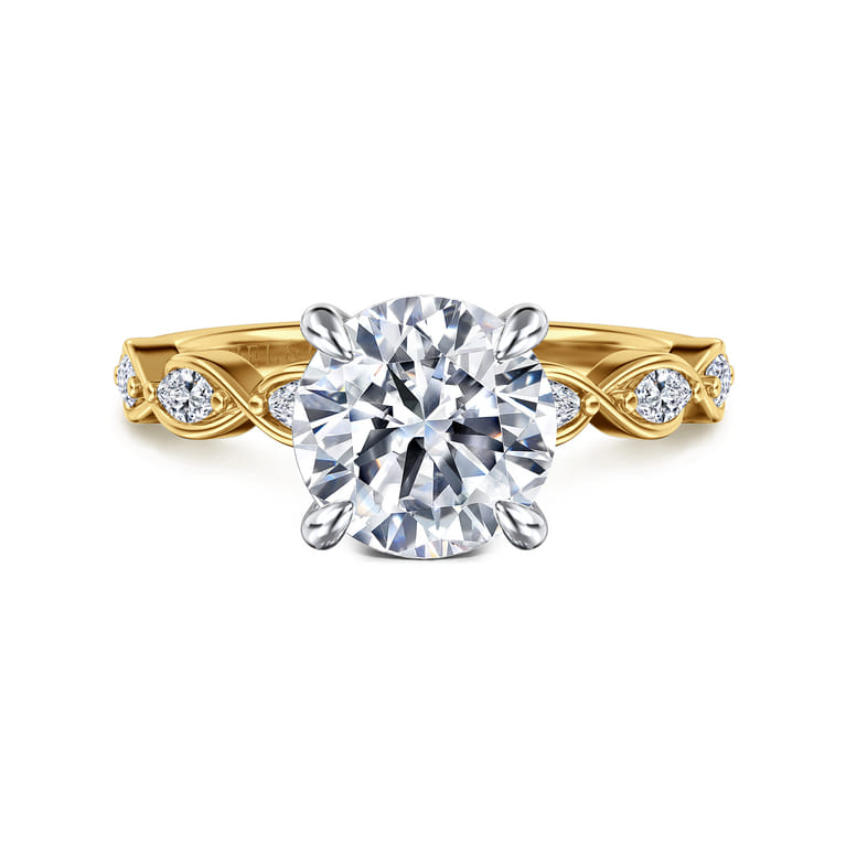 Claudia - 14K White-Yellow Gold Round Diamond Engagement Ring - 0.3 ct - Shot 1