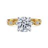 Claudia - 14K White-Yellow Gold Round Diamond Engagement Ring - 0.3 ct