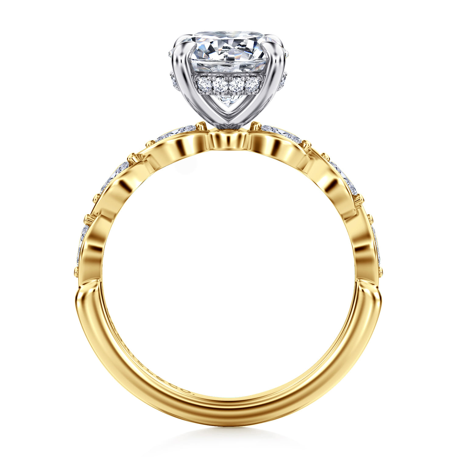 Claudia - 14K White-Yellow Gold Round Diamond Engagement Ring - 0.3 ct - Shot 2
