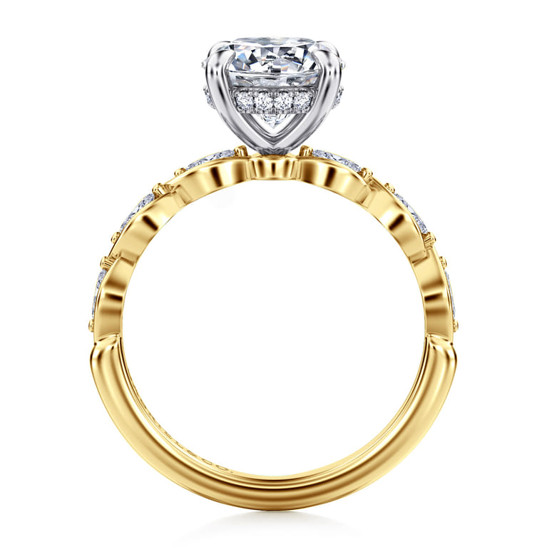 Claudia - 14K White-Yellow Gold Round Diamond Engagement Ring - 0.3 ct - Shot 2