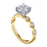 Claudia - 14K White-Yellow Gold Round Diamond Engagement Ring - 0.3 ct