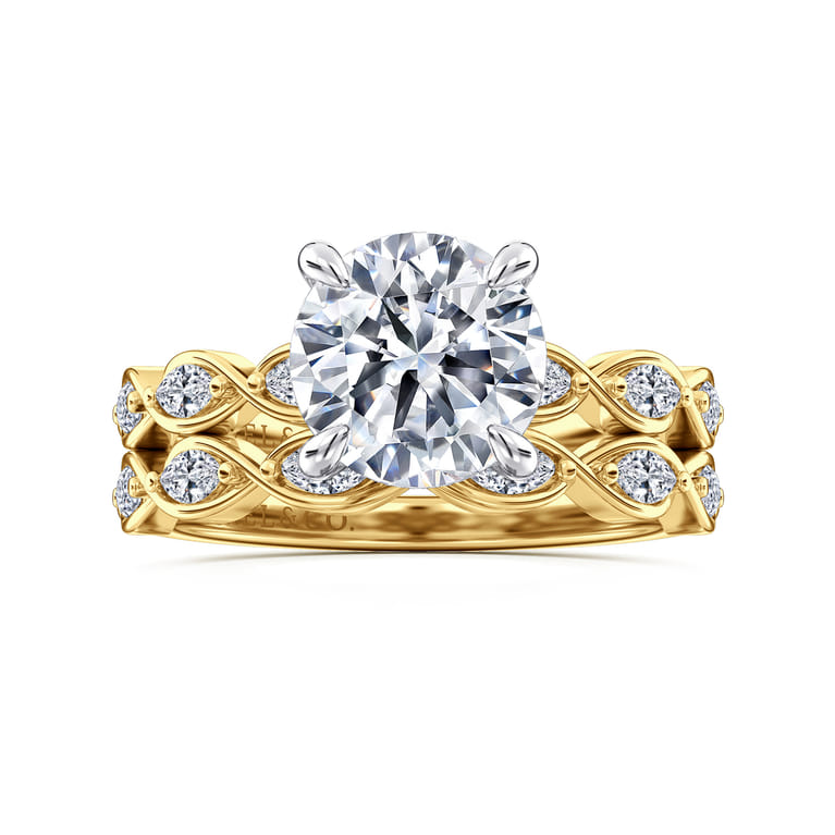 Claudia - 14K White-Yellow Gold Round Diamond Engagement Ring - 0.3 ct - Shot 4