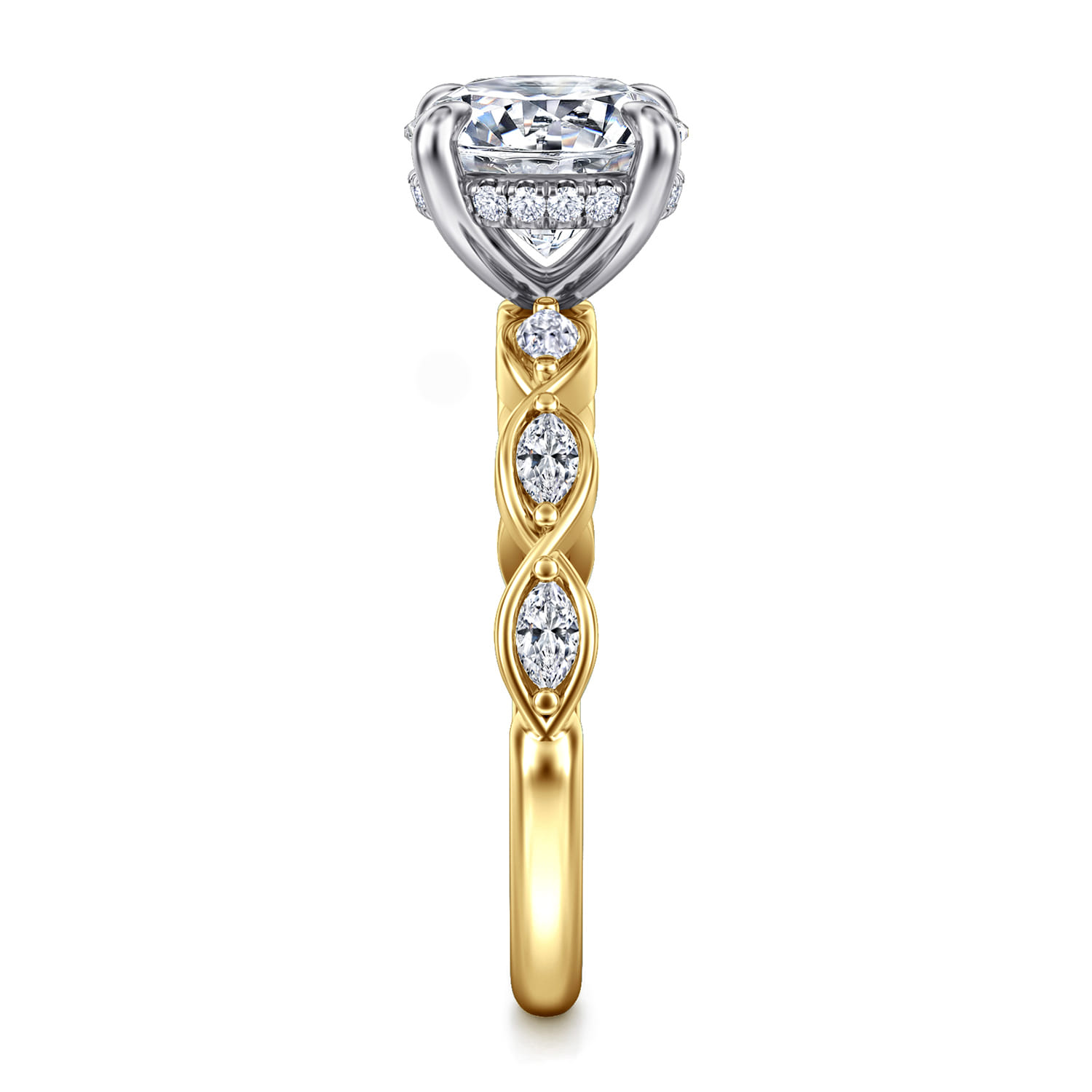 Claudia - 14K White-Yellow Gold Round Diamond Engagement Ring - 0.3 ct - Shot 5