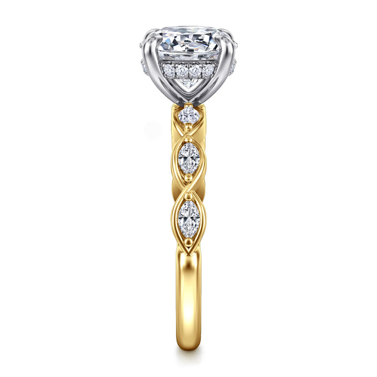 Claudia - 14K White-Yellow Gold Round Diamond Engagement Ring - 0.3 ct - Shot 5