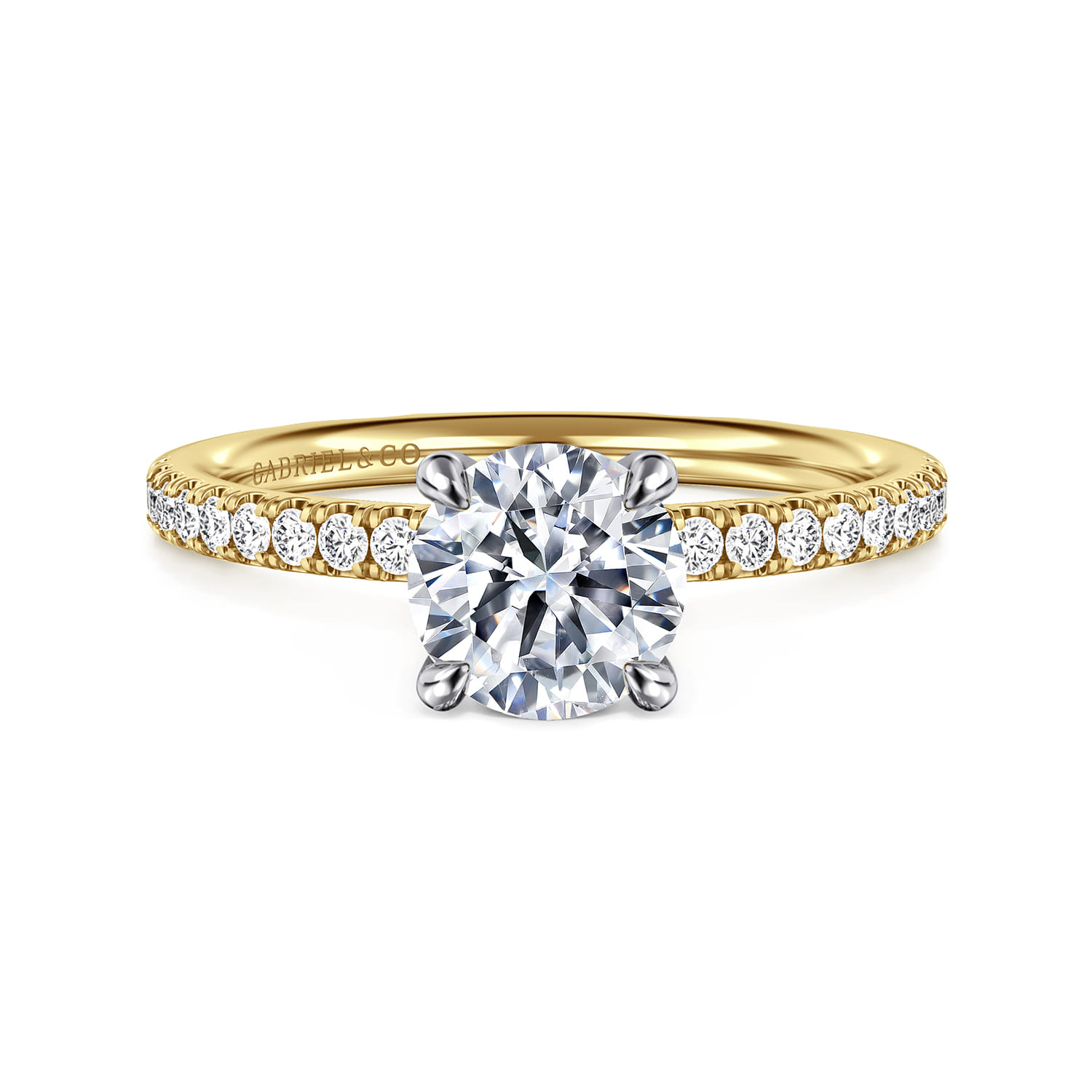 Twain - 14K Yellow-White Gold Round Diamond Engagement Ring - 0.2 ct - Shot 1
