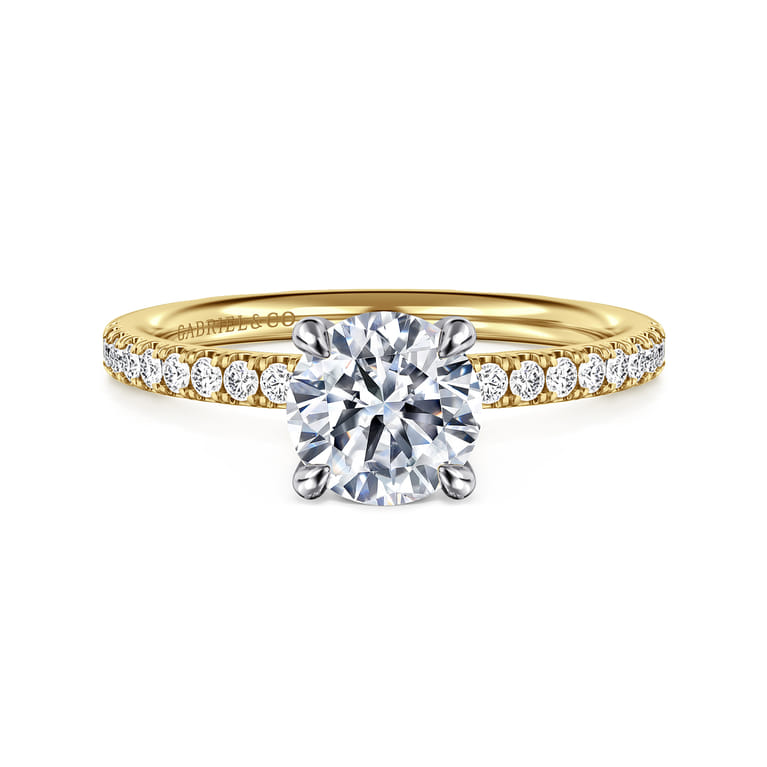 Twain - 14K Yellow-White Gold Round Diamond Engagement Ring - 0.2 ct - Shot 1