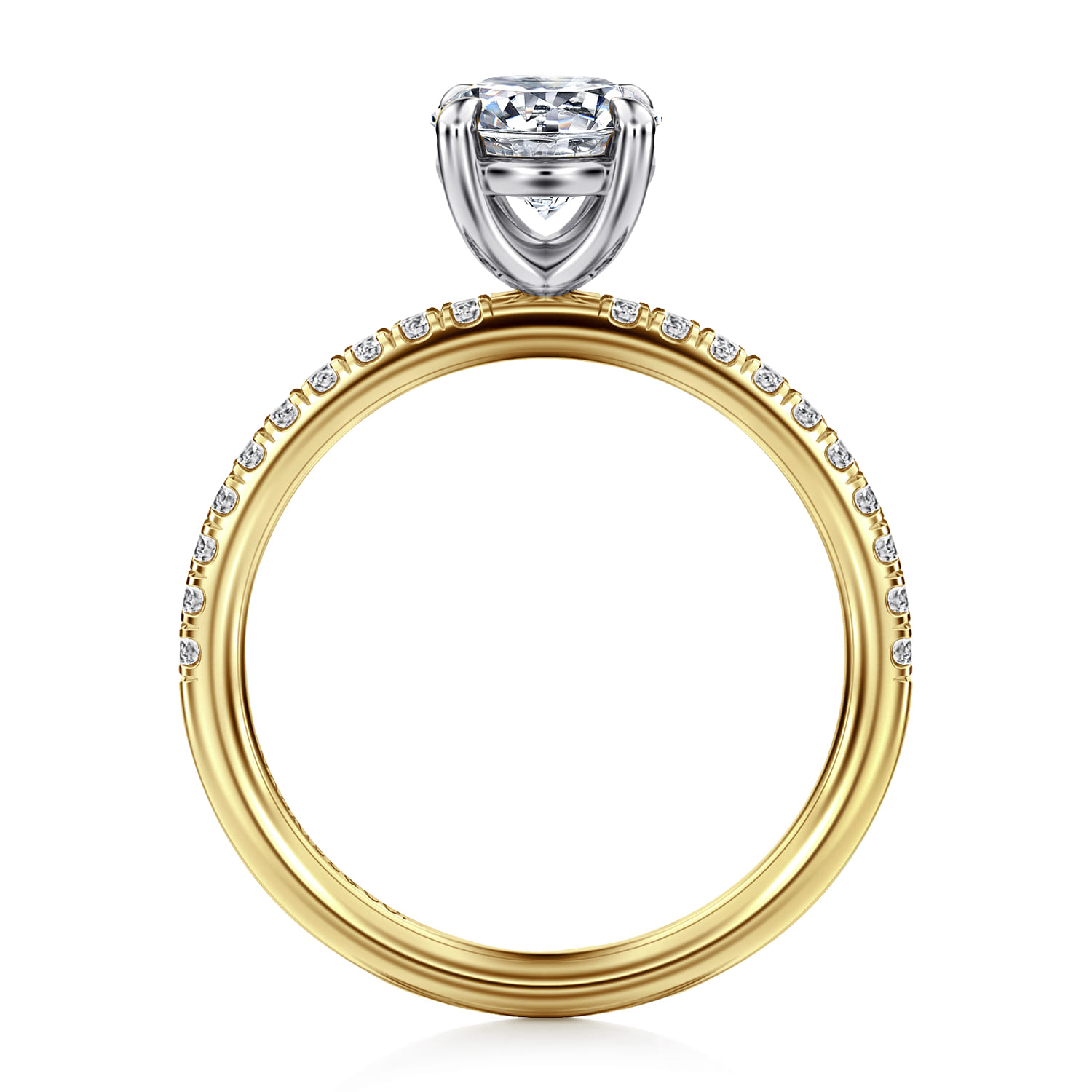 Twain - 14K Yellow-White Gold Round Diamond Engagement Ring - 0.2 ct - Shot 2