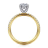 Twain - 14K Yellow-White Gold Round Diamond Engagement Ring - 0.2 ct