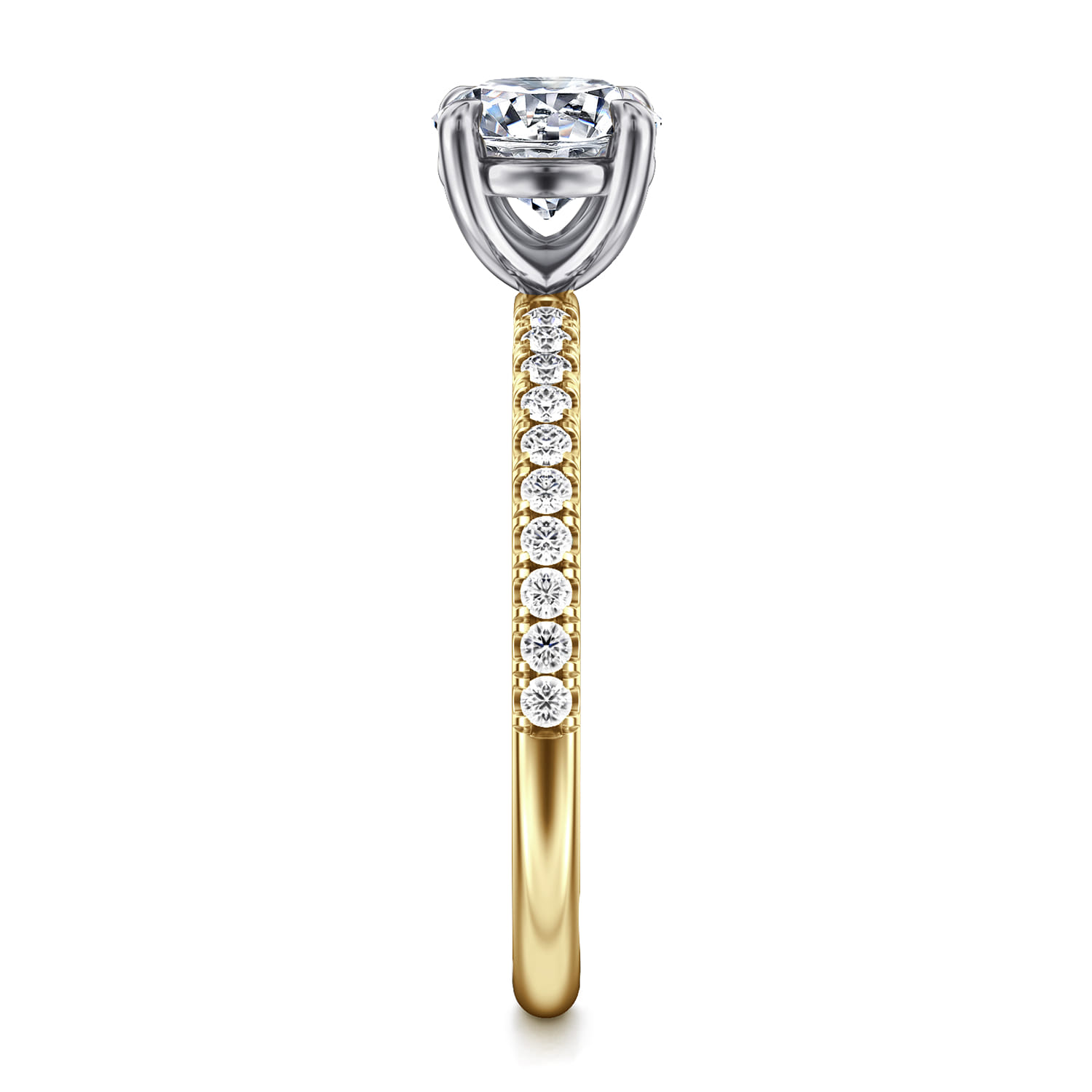 Twain - 14K Yellow-White Gold Round Diamond Engagement Ring - 0.2 ct - Shot 4