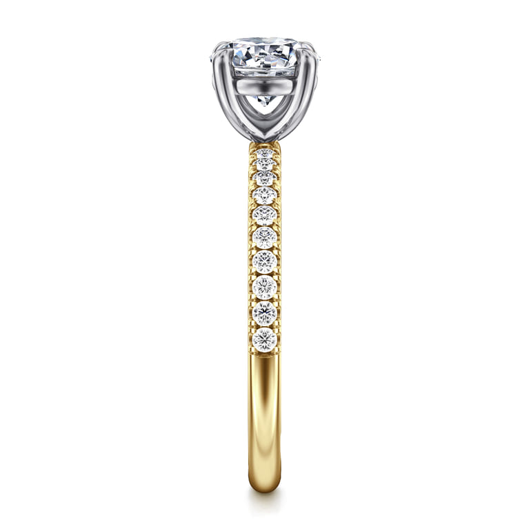 Twain - 14K Yellow-White Gold Round Diamond Engagement Ring - 0.2 ct - Shot 4
