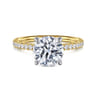 Twain - 14K Yellow-White Gold Round Diamond Engagement Ring - 0.2 ct