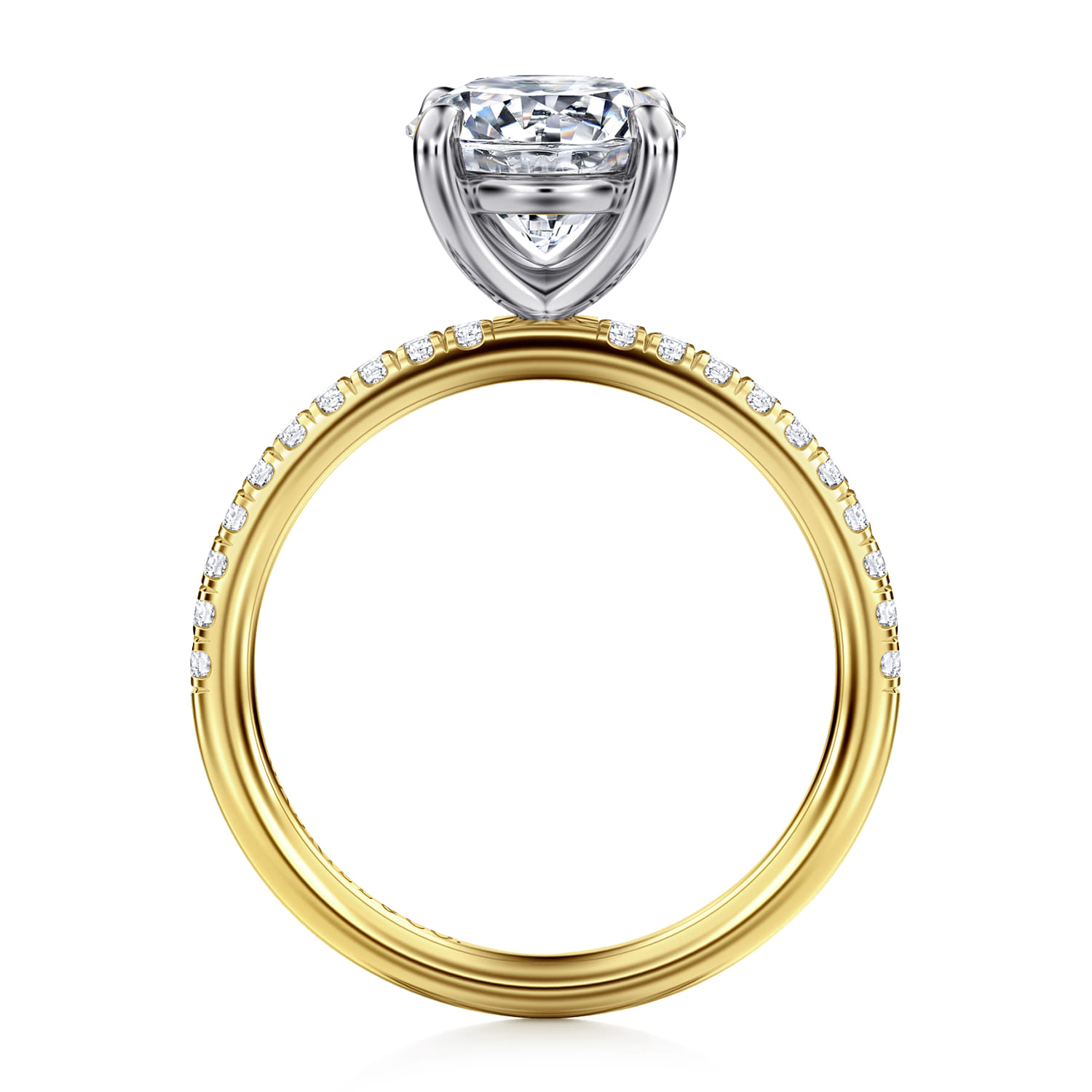 Twain - 14K Yellow-White Gold Round Diamond Engagement Ring - 0.2 ct - Shot 2