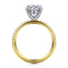 Twain - 14K Yellow-White Gold Round Diamond Engagement Ring - 0.2 ct