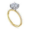 Twain - 14K Yellow-White Gold Round Diamond Engagement Ring - 0.2 ct