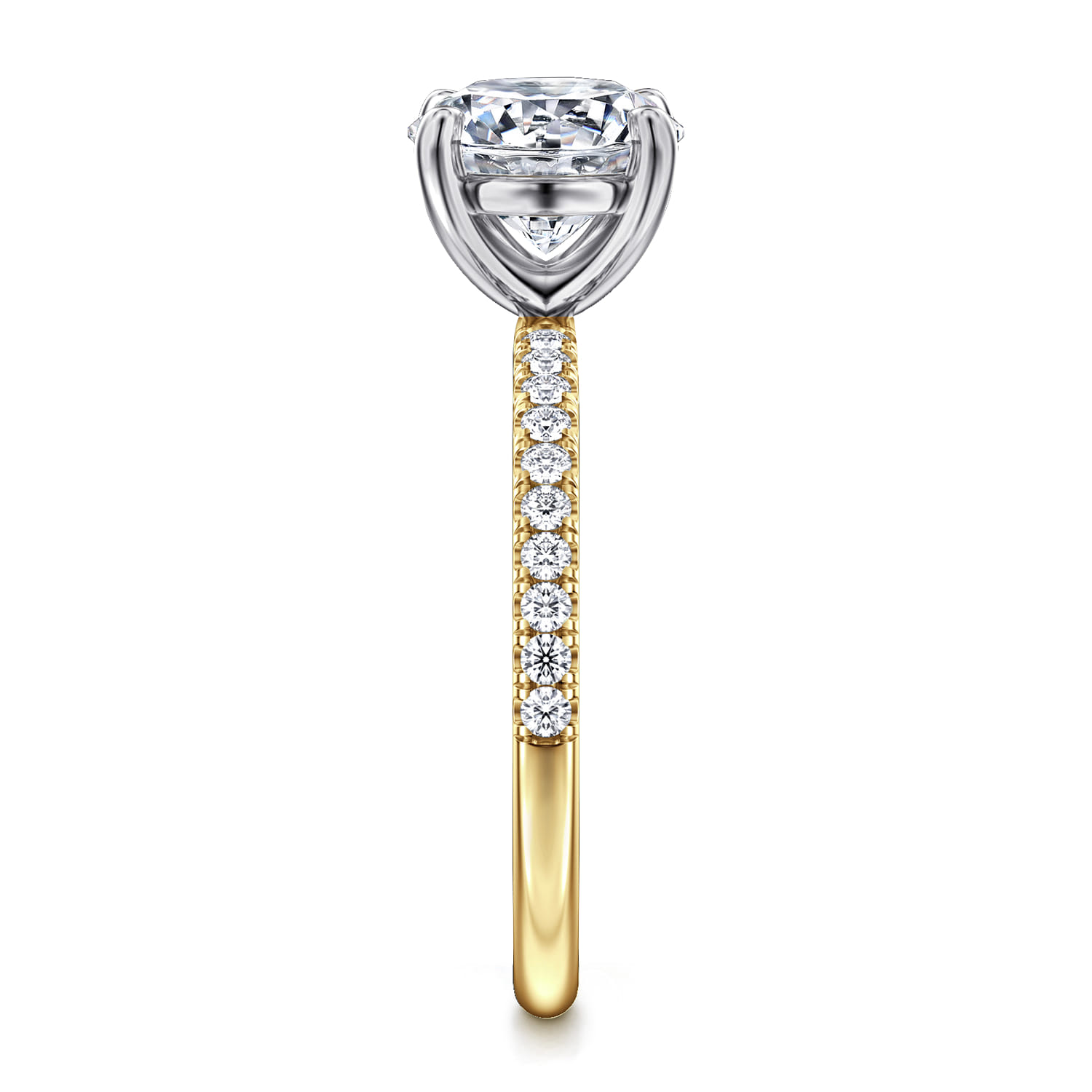 Twain - 14K Yellow-White Gold Round Diamond Engagement Ring - 0.2 ct - Shot 4