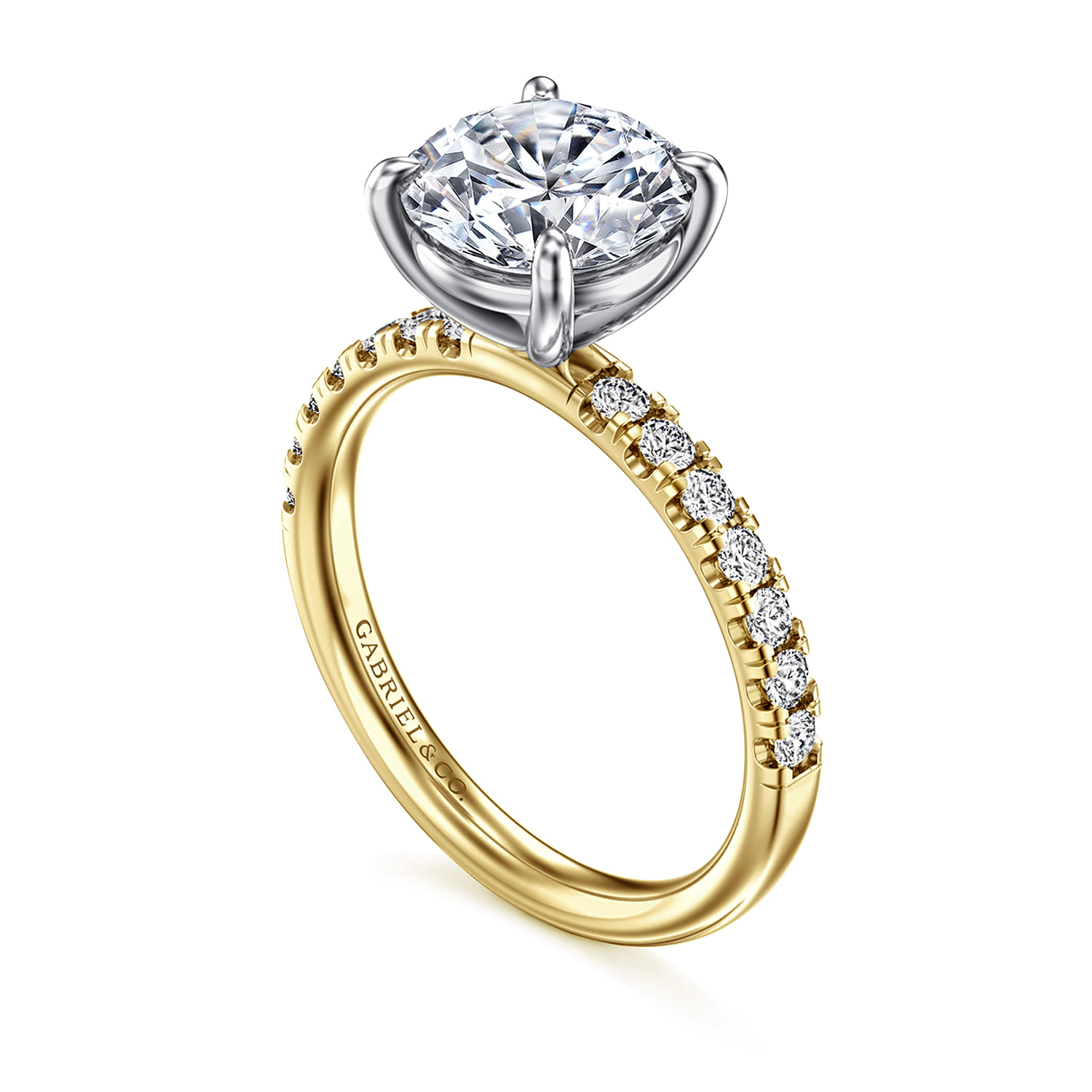 Winslow - 14K White-Yellow Gold Round Diamond Engagement Ring - 0.36 ct - Shot 3