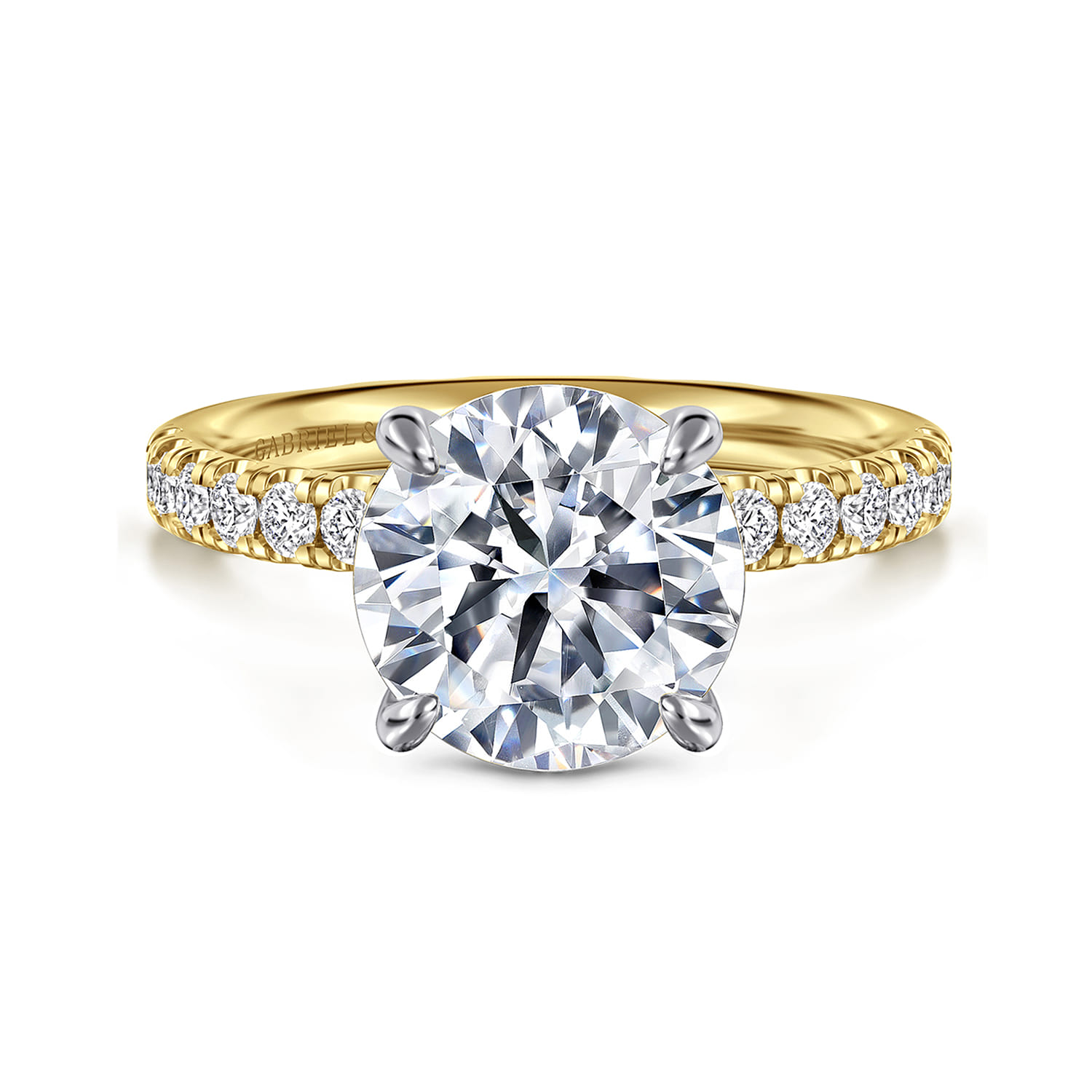 Winslow - 14K White-Yellow Gold Round Diamond Engagement Ring - 0.38 ct - Shot 1