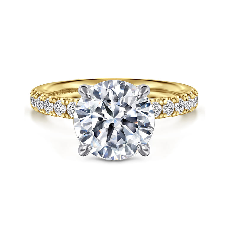 Winslow - 14K White-Yellow Gold Round Diamond Engagement Ring - 0.38 ct - Shot 1