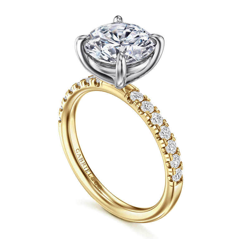 Winslow - 14K White-Yellow Gold Round Diamond Engagement Ring - 0.38 ct - Shot 3