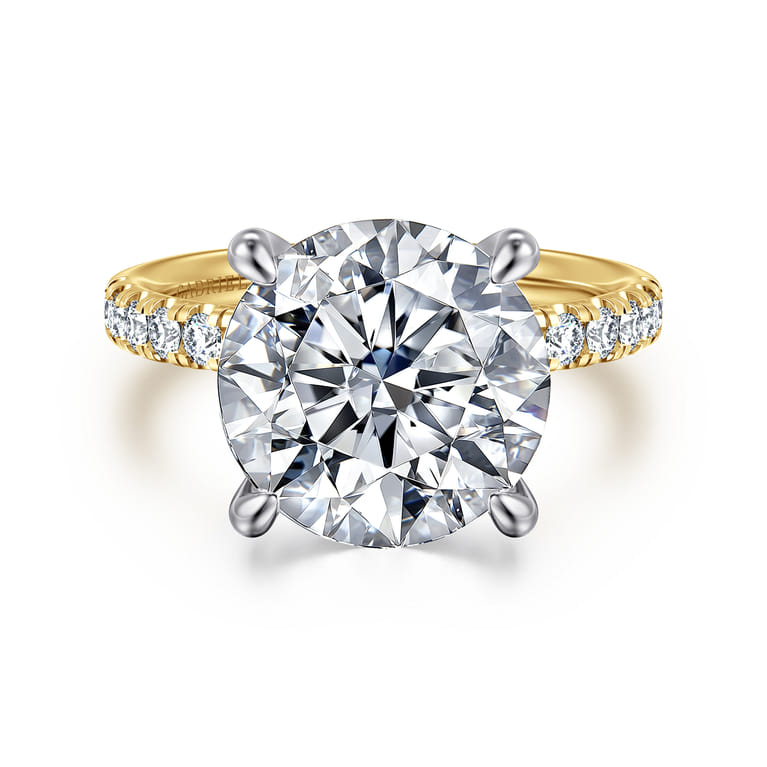 Winslow - 14K White-Yellow Gold Round Diamond Engagement Ring - 0.35 ct - Shot 1