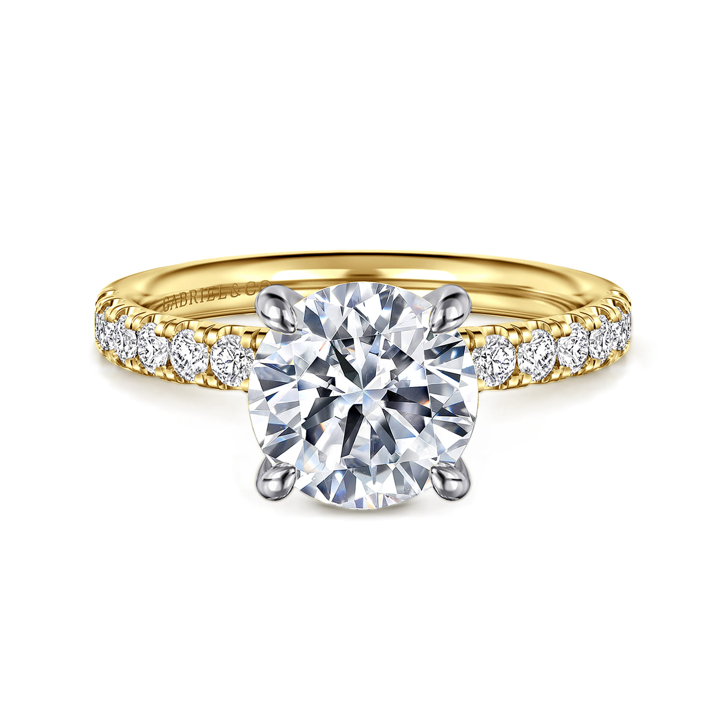 Winslow - 14K White-Yellow Gold Round Diamond Engagement Ring - 0.35 ct - Shot 1