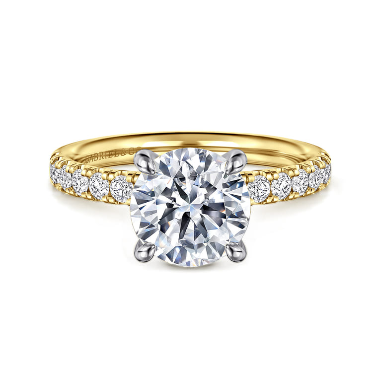 Winslow - 14K White-Yellow Gold Round Diamond Engagement Ring - 0.35 ct - Shot 1