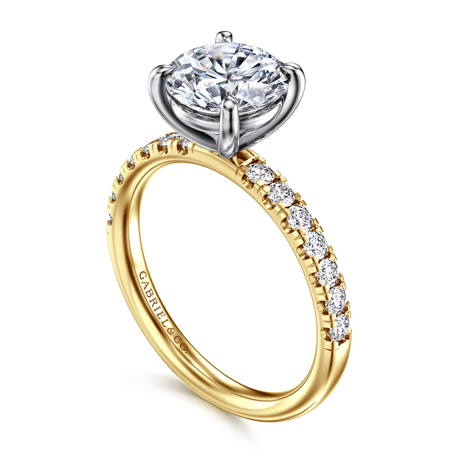 Winslow - 14K White-Yellow Gold Round Diamond Engagement Ring - 0.35 ct - Shot 3