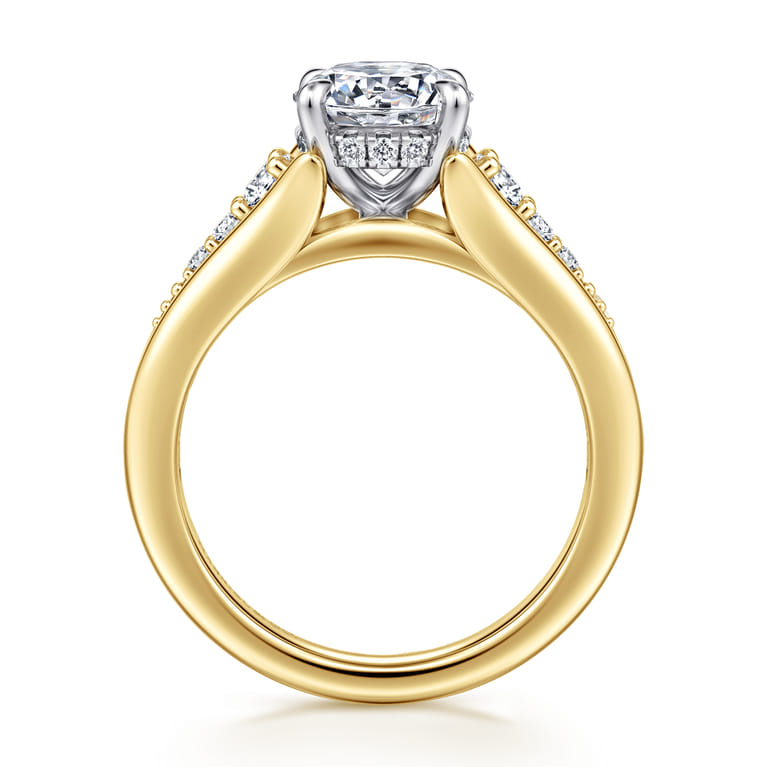 Bruno - 14K White-Yellow Gold Round Diamond Engagement Ring - 0.3 ct - Shot 2