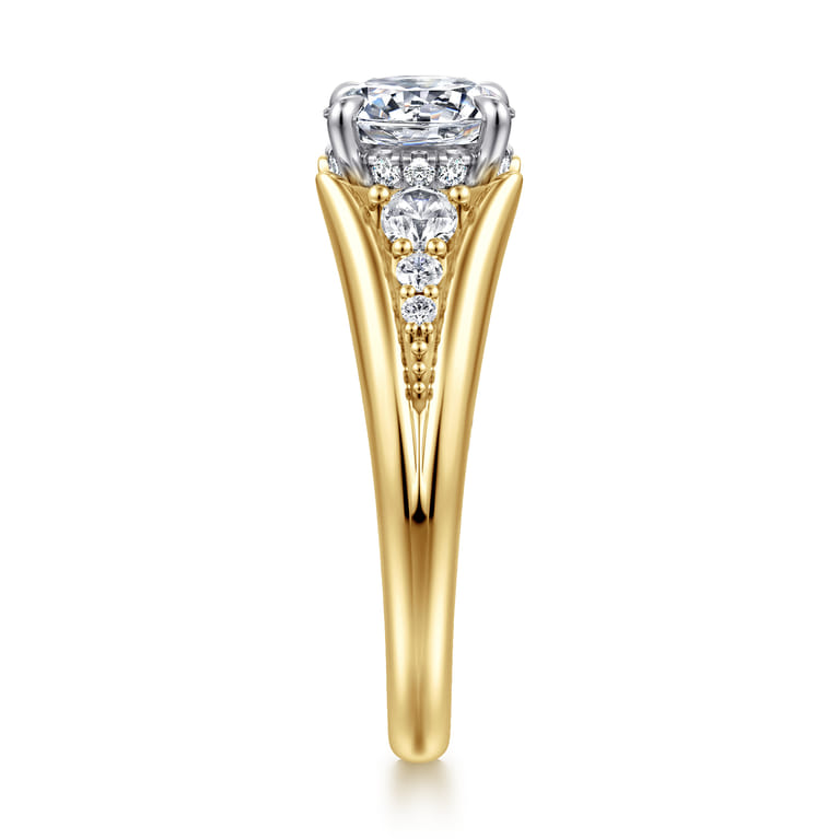 Bruno - 14K White-Yellow Gold Round Diamond Engagement Ring - 0.3 ct - Shot 4