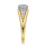 Bruno - 14K White-Yellow Gold Round Diamond Engagement Ring - 0.3 ct