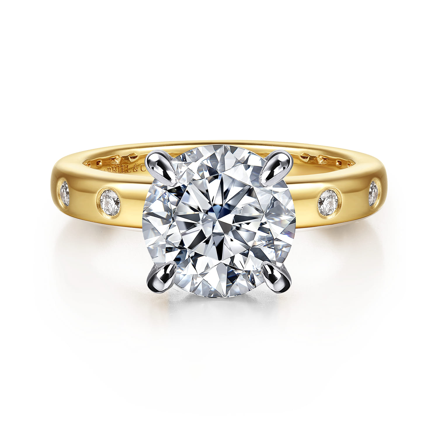 Cabata - 14K White-Yellow Gold Round Diamond Engagement Ring - 0.23 ct - Shot 1