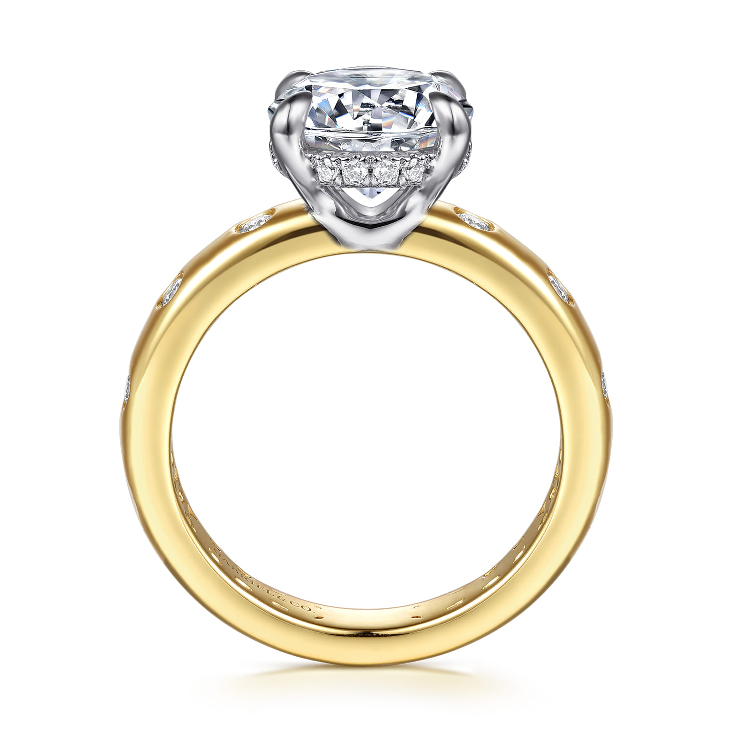 Cabata - 14K White-Yellow Gold Round Diamond Engagement Ring - 0.23 ct - Shot 2