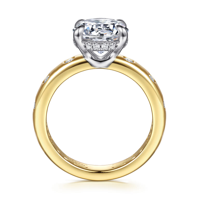 Cabata - 14K White-Yellow Gold Round Diamond Engagement Ring - 0.23 ct - Shot 2