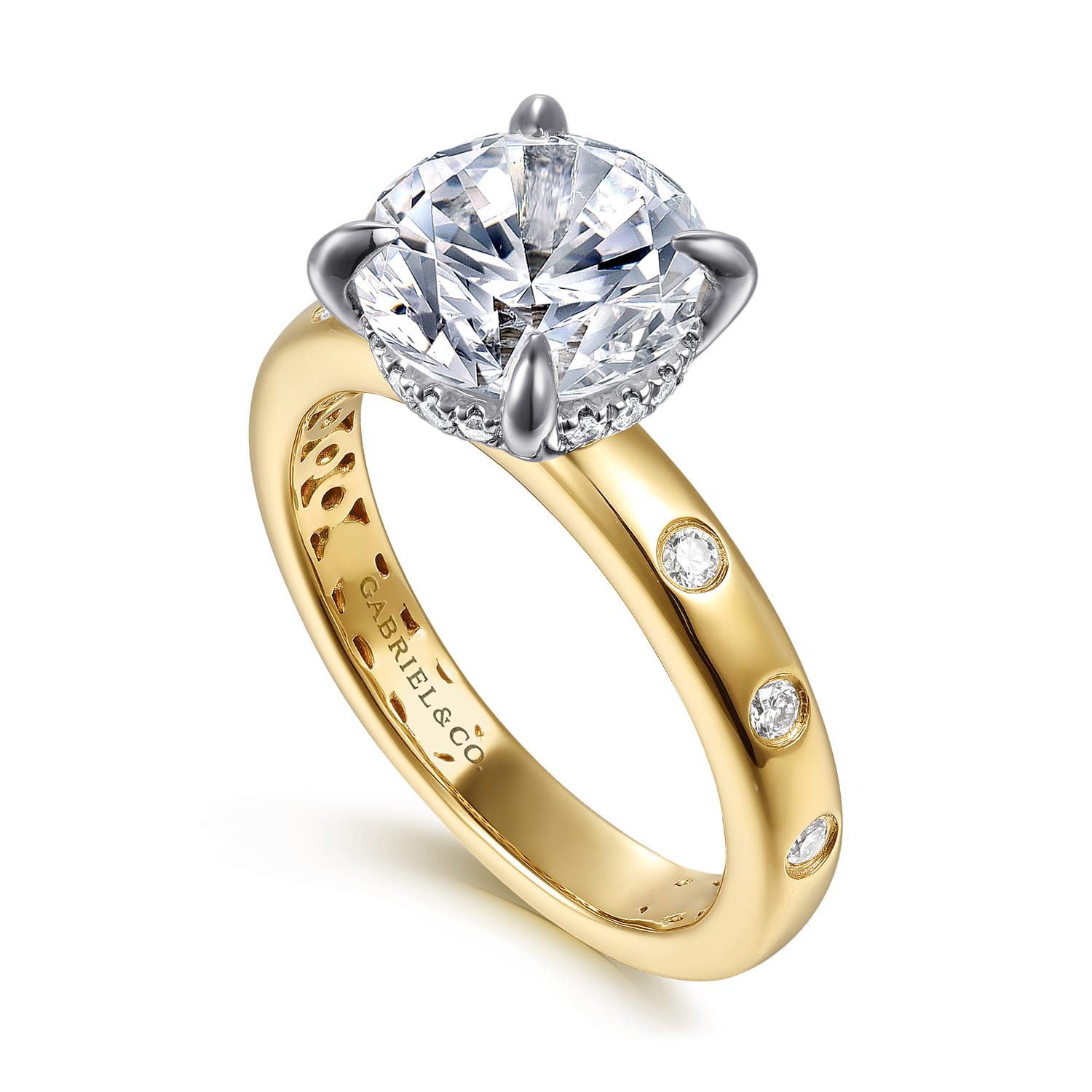 Cabata - 14K White-Yellow Gold Round Diamond Engagement Ring - 0.23 ct - Shot 3
