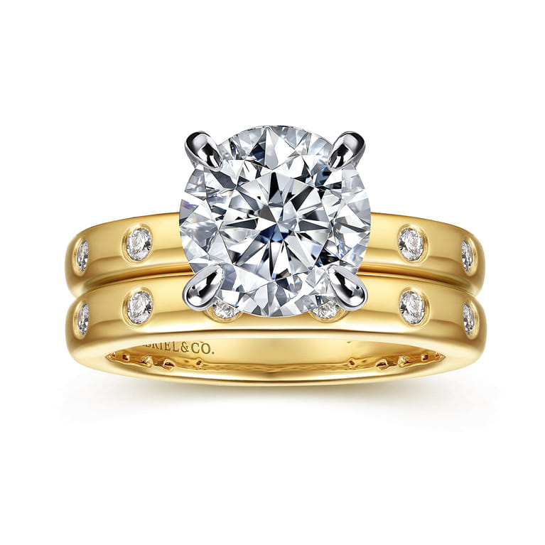 Cabata - 14K White-Yellow Gold Round Diamond Engagement Ring - 0.23 ct - Shot 4