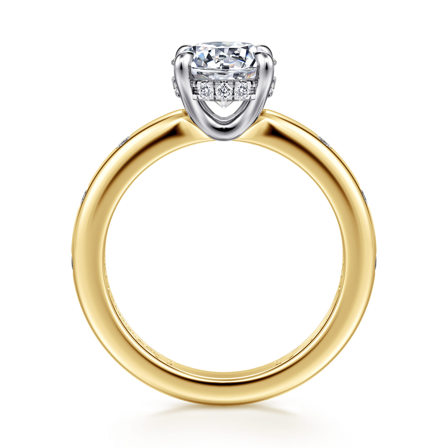 Cabata - 14K White-Yellow Gold Round Diamond Engagement Ring - 0.2 ct - Shot 2