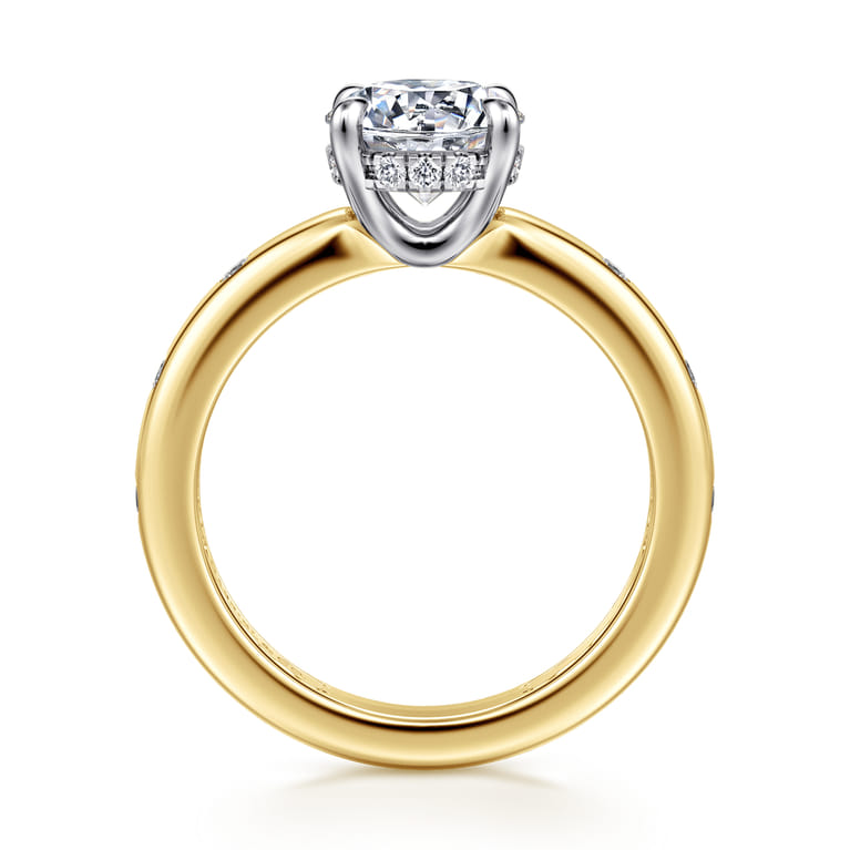 Cabata - 14K White-Yellow Gold Round Diamond Engagement Ring - 0.2 ct - Shot 2