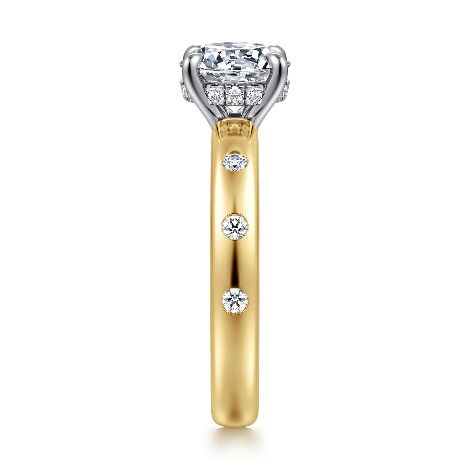 Cabata - 14K White-Yellow Gold Round Diamond Engagement Ring - 0.2 ct - Shot 4