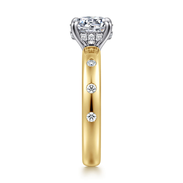 Cabata - 14K White-Yellow Gold Round Diamond Engagement Ring - 0.2 ct - Shot 4