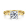 Cally - 14K White-Yellow Gold Round Diamond Engagement Ring - 0.12 ct