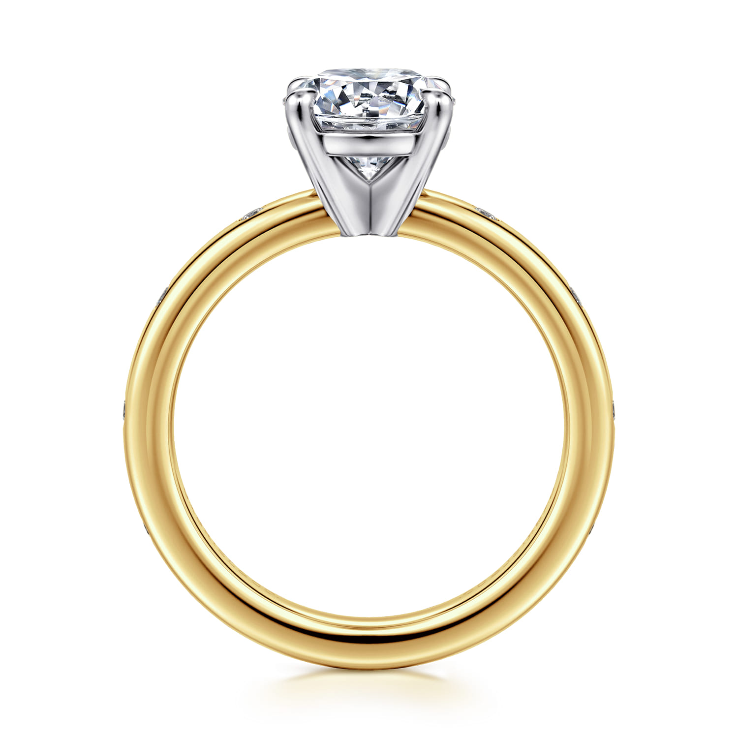 Cally - 14K White-Yellow Gold Round Diamond Engagement Ring - 0.12 ct - Shot 2