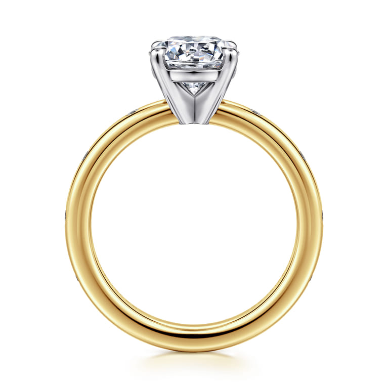 Cally - 14K White-Yellow Gold Round Diamond Engagement Ring - 0.12 ct - Shot 2