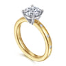 Cally - 14K White-Yellow Gold Round Diamond Engagement Ring - 0.12 ct