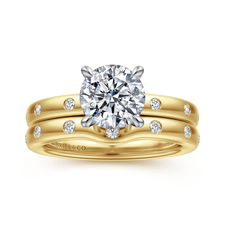 Cally - 14K White-Yellow Gold Round Diamond Engagement Ring - 0.12 ct - Shot 4