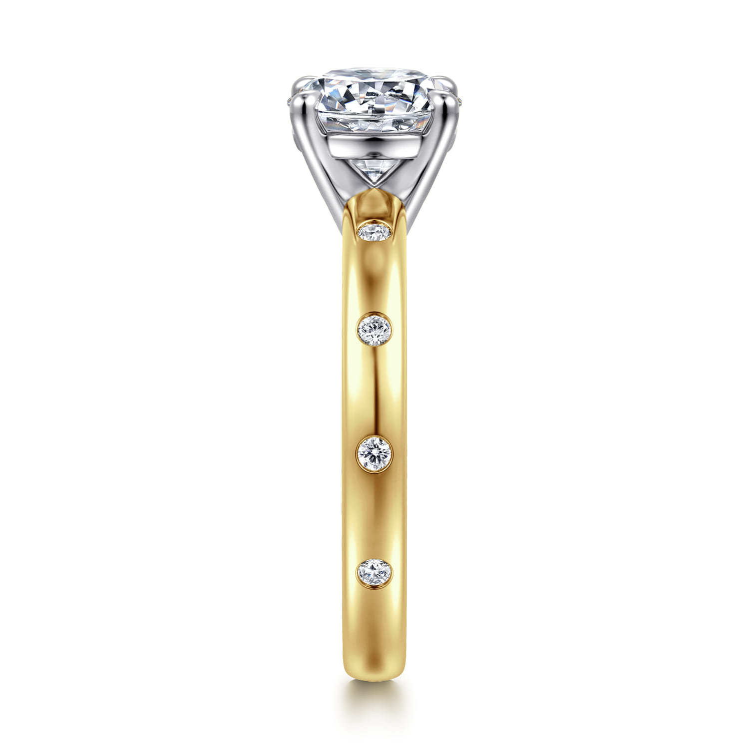 Cally - 14K White-Yellow Gold Round Diamond Engagement Ring - 0.12 ct - Shot 5