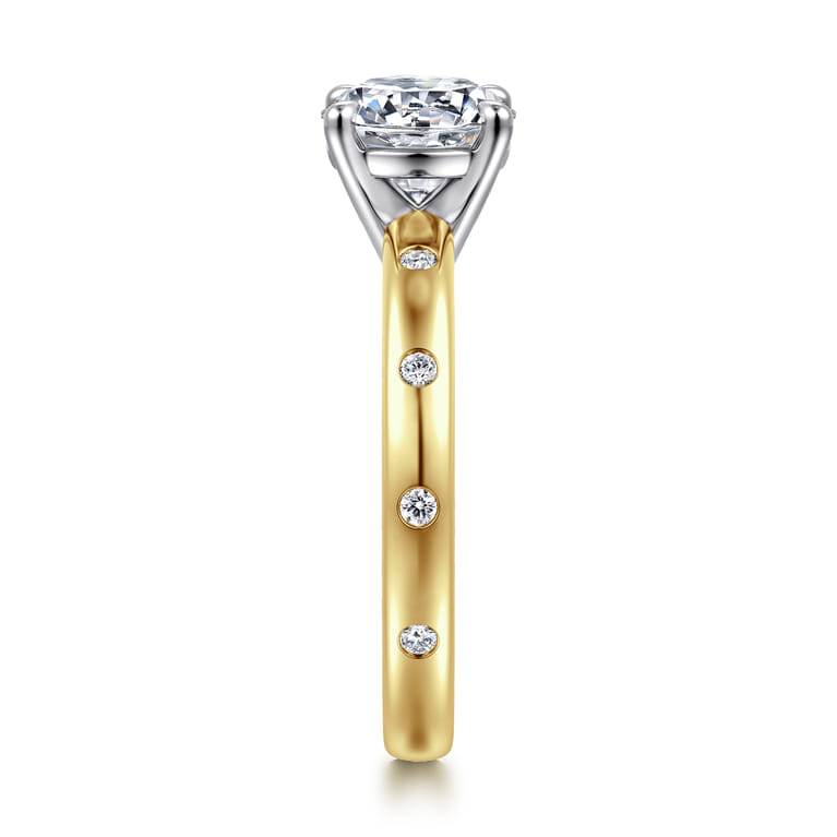 Cally - 14K White-Yellow Gold Round Diamond Engagement Ring - 0.12 ct - Shot 5