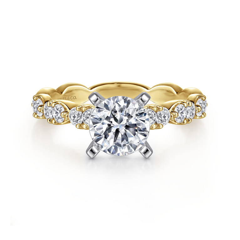 Rowan - 14K White-Yellow Gold Round Diamond Engagement Ring - 0.45 ct - Shot 1
