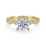 Rowan - 14K White-Yellow Gold Round Diamond Engagement Ring - 0.45 ct